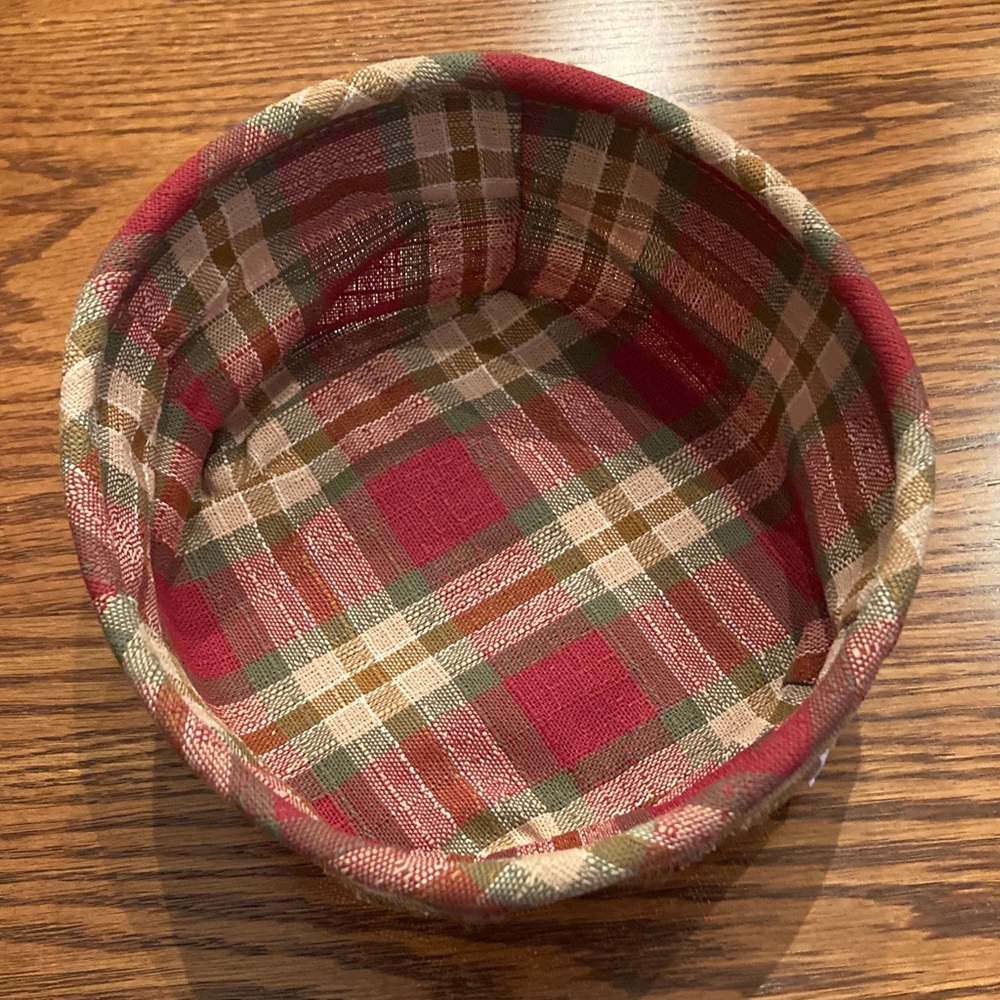 Longaberger Red and Green Plaid Fabric Button Basket Liner